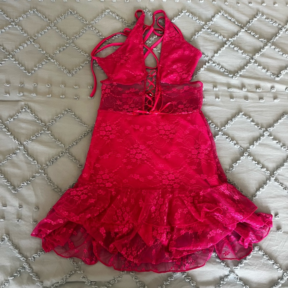 Vibrant Pink Lace Dress